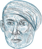 Old Man Wearing Turban Drawing