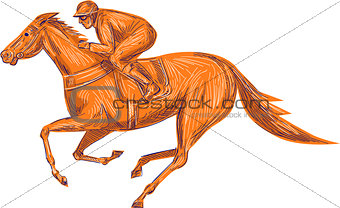Jockey Horse Racing Drawing