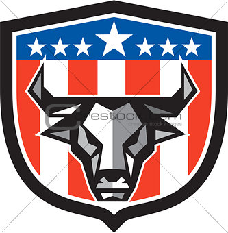 Bull Cow Head USA Flag Crest Low Polygon