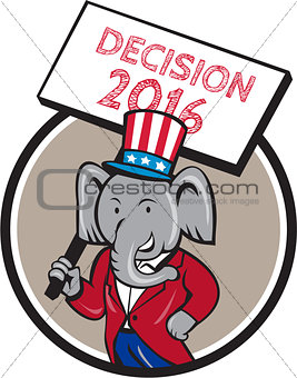 Republican Elephant Mascot Decision 2016 Circle Cartoon