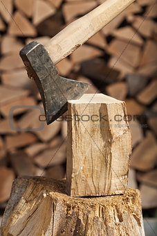Chopping firewood detail