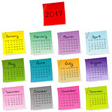 2017 calendar made of colored sheets of paper