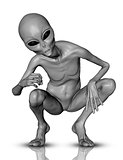 3D alien in a crouch position