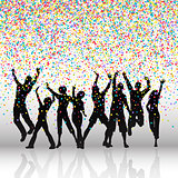 Party people on confetti background 