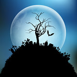 Spooky Halloween tree against the moon