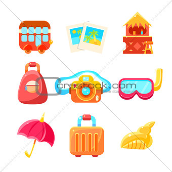 Travelling Related Objects Colorful Simple Icons