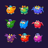 Little Alien Monsters With And Without Wings Set