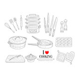 Cooking Related Clipart Objects Hand Drawn Realistic Sketch