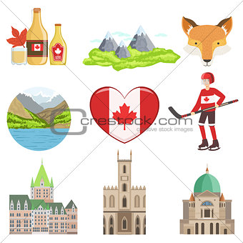 Canadian Culture Symbols Set