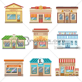 Commercial Buildings Facade Design Set Of Stickers
