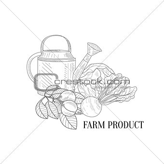 Farm Vegetables Hand Drawn Realistic Sketch