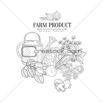 Farm Product Hand Drawn Realistic Sketch