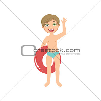 Boy With Round Float Waving