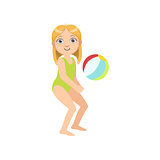 Girl Playing Beach Voleyball