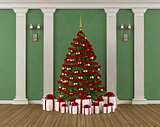 Classic interior with Christmas tree