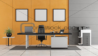 Gray and orange modern office