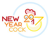 Vector doodle cock with 2017 new year