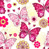 Seamless pattern with vintage butterflies