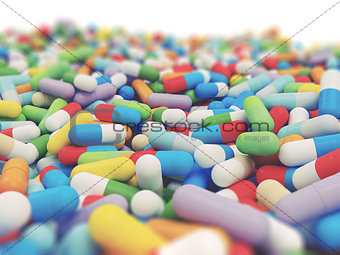 Colorful Vitamin Tablet - 3D illustration