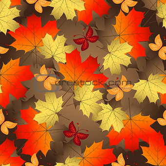 Brown gradient autumn seamless pattern