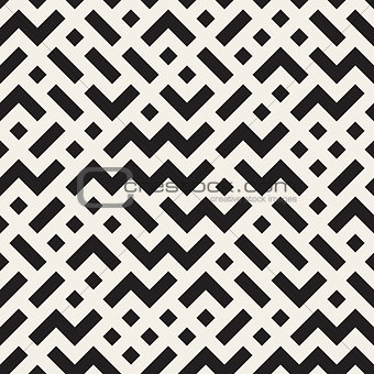 Vector Seamless Black and White Random Shapes Grid Pattern