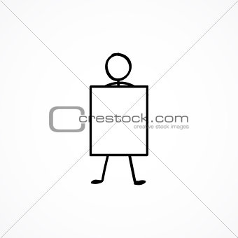 Stick figure with a sign plate