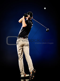 man  golfer golfing isolated