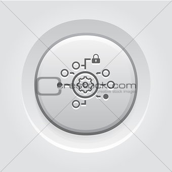 Security Settings Icon. Grey Button Design.