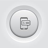 SMS Notification Icon. Grey Button Design.
