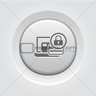 Secure Payment Icon. Grey Button Design.