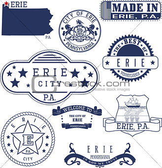 Erie city, PA, generic stamps and signs