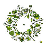 Tropical plants frame, sketch for your design