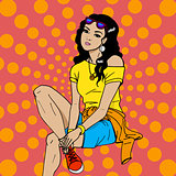 Vector illustration of a pop art girl teenager