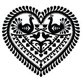 Polish folk art  heart pattern for Valentine's Day - Wycinanki Kurpiowskie (Kurpie Papercuts)