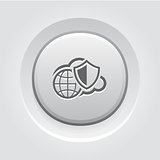 Safety Global Cloud Icon. Grey Button Design.