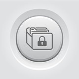 Database Security Icon. Grey Button Design.