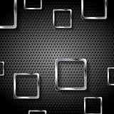 Abstract metal perforated background with squares