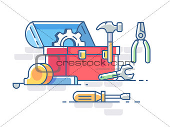 Open box with tools