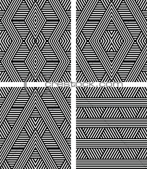 Seamless geometric patterns set. 