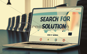 Landing Page of Laptop with Search For Solution Concept. 3D Illustration.