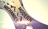 Golden Metallic Cogwheels with Modern Mechanics Concept. 3D Illustration.