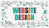 Website Design Concept with Doodle Design Icons.