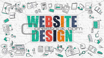 Website Design Concept with Doodle Design Icons.