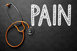 Pain Concept on Chalkboard. 3D Illustration.