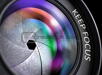 Keep Focus Concept on Professional Photo Lens. 3D Illustration.