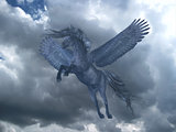 Black Pegasus in Blue Sky