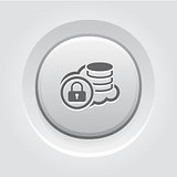 Secure Cloud Storage Icon. Grey Button Design.
