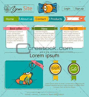 Website template with cartoon birds.