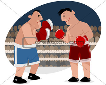 Two boxers at ring