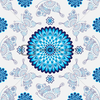 Seamless white pattern with vintage